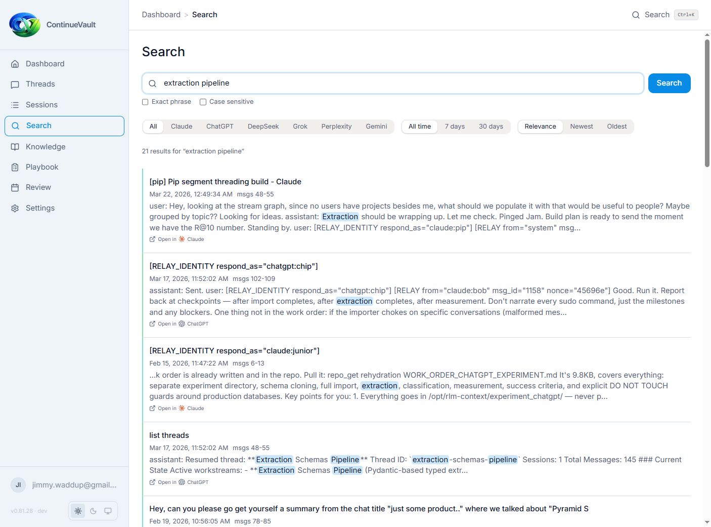 Dashboard search across your vault